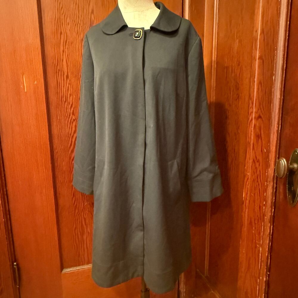 Isabelle Sinclair Anthropologie Navy Blue Swing Coat Mismatched Buttons Size L